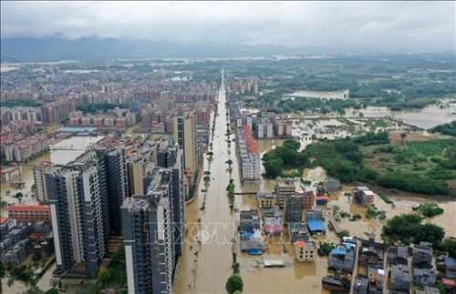 Mưa lớn trút xuống tỉnh Quảng Tây, Trung Quốc gây ngập úng nghiêm trọng